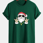 Regular Fit Hip Hop Santa Print Cotton T-Shirt