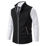 Men's Casual Solid Color Stand Collar Sleeveless Knitted Vest
