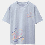 Colorful Bear Print Drop Shoulder Oversize T-Shirt