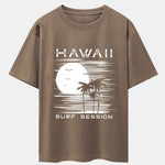 Hawaii Sun Palm Trees Print Drop Shoulder Oversize T-Shirt