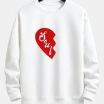 Soul Mate Half Heart Couple Print Relax Fit Sweatshirt