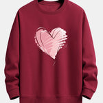 Doodle Heart Print Relax Fit Sweatshirt