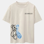 Los Angeles Dissolving Bear Print Drop Shoulder Oversize T-Shirt