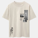 New York Architecture Print Drop Shoulder Oversize T-Shirt