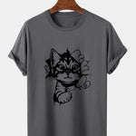 Cat Breaks The Wall Print T-shirt