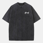 Print Washed Distressed Drop Shoulder T-Shirt