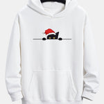Christmas Black Cat Print Relax Fit Hoodie