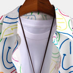 Colorful Smiley Print Button Up Shirt