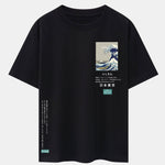 Waves Tokyo Ukiyo-e Print Drop Shoulder Oversize T-Shirt
