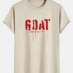 Goat Slogan Print Cotton Arc Hem T-Shirt