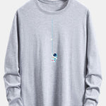 Long Sleeve Astronaut On A Rope Print Cotton T-Shirt