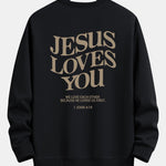 Jesus Loves You Back Print Relax Fit Sweatshirt