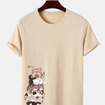 Cartoon Cat Print T-Shirt