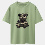 Camouflage Bear Print Drop Shoulder Oversize T-Shirt