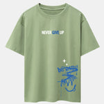 Never Give Up Smiley Face Print Drop Shoulder Oversize T-Shirt