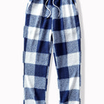 Straight Leg Plaid Pattern Teddy Pants
