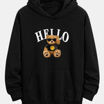 Hello Sunglasses Bear Print Relax Fit Hoodie