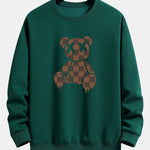 Checkerboard Dissolving Bear Print Relax Fit Sweatshirt
