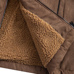Zip Up Teddy Lined Faux Suede Jacket