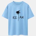 Relax Palm Tree Print Drop Shoulder Oversize T-Shirt