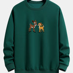 Two Little Deer Print Relax Fit Sweatshirt