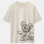 Slogan Cartoon Bear Print Drop Shoulder Oversize T-Shirt