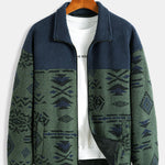 Aztec Print Patchwork Teddy Fleece Coat