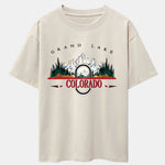 Colorado Mountain Print Drop Shoulder Oversize T-Shirt