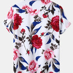 Red Rose Print Revere Shirt