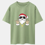 Hip Hop Santa Print Heavy Weight Drop Shoulder Oversize T-Shirt