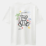 Bear On Vacation Print Drop Shoulder Oversize T-Shirt