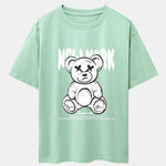 Slogan Bear Print Drop Shoulder Oversize T-Shirt