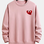 Heart Shaped Smiley Face Print Relax Fit Sweatshirt