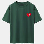 Smiley Heart Print Drop Shoulder Oversize T-Shirt