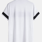 Hand Drawn Free Letter Print Color Block Patchwork Arc Hem T-Shirt