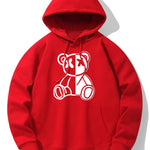Bear Print Drop Shoulder Relaxed Hoodie