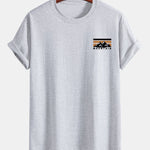 Regular Fit Stripe Mountains Print Cotton T-Shirt