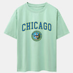 Chicago Coat Of Arms Print Drop Shoulder Oversize T-Shirt