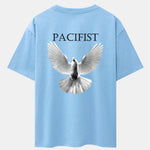 Pacifist Dove Back Print Drop Shoulder Oversize T-Shirt