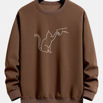 Fist Bump Cat Print Relax Fit Sweatshirt