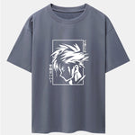 Japanese Comic Male Print Drop Shoulder Oversize T-Shirt