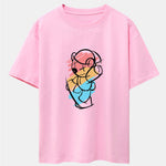 Graffiti Skateboard Bear Print Drop Shoulder Oversize T-Shirt