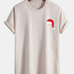 Regular Fit Santa Hat Print Cotton T-Shirt