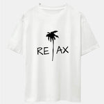 Relax Palm Tree Print Drop Shoulder Oversize T-Shirt