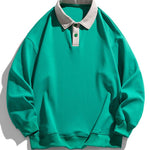 Relax Fit Contrast Waffle Polo Sweatshirt