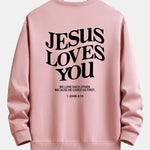 Jesus Loves You Back Print Relax Fit Sweatshirt