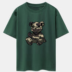 Camouflage Bear Print Drop Shoulder Oversize T-Shirt