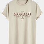 Monaco Slogan Print Cotton Arc Hem T-Shirt