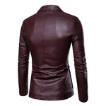 Men's Vintage Lapel Two Button Single Breasted Slim Fit PU Blazer