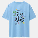 Bear On Vacation Print Drop Shoulder Oversize T-Shirt